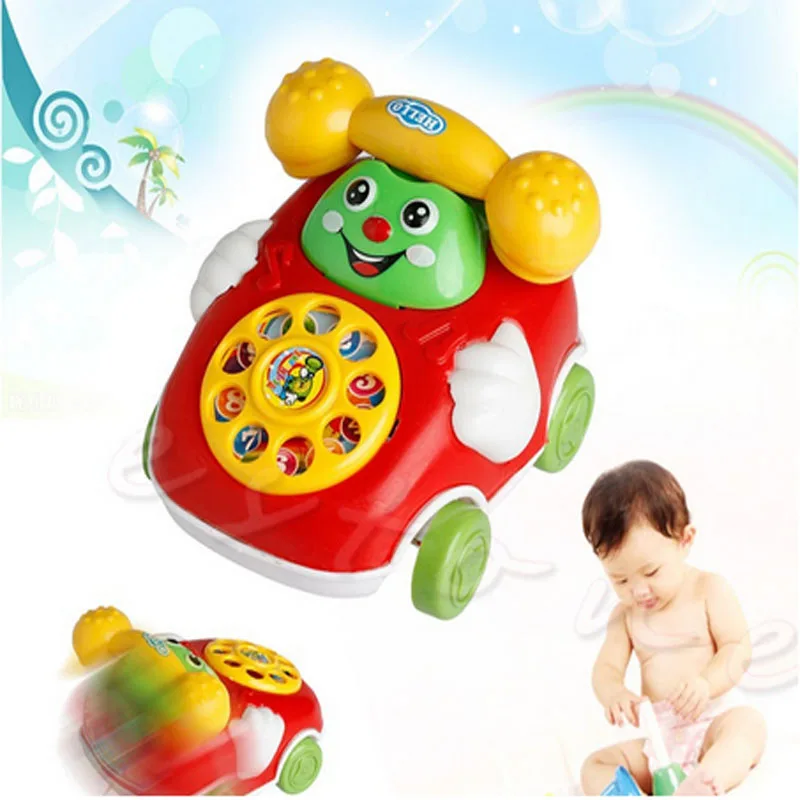 

1Pc Random Colors Cartoon Phone Clockwork Baby Toys Infant Crawling Wind Up Toy Educational Developmental Kids Toy Gift