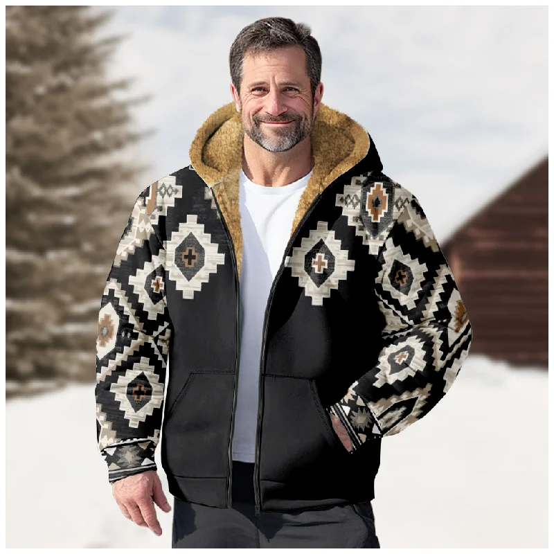 New Totem Italian Cotton Coat Hooded Sweater Casual Print Long Sleeve Zipper Sweater Thick Cotton Coat Autumn and Winter a40