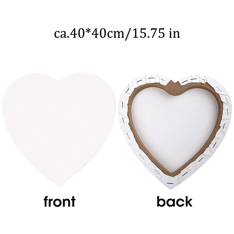 1pcs 16x16 인치 하트 모양의 유화 프레임, 면 빈 캔버스, 아크릴, 유화, 구 아슈, 미술 용품에 적합