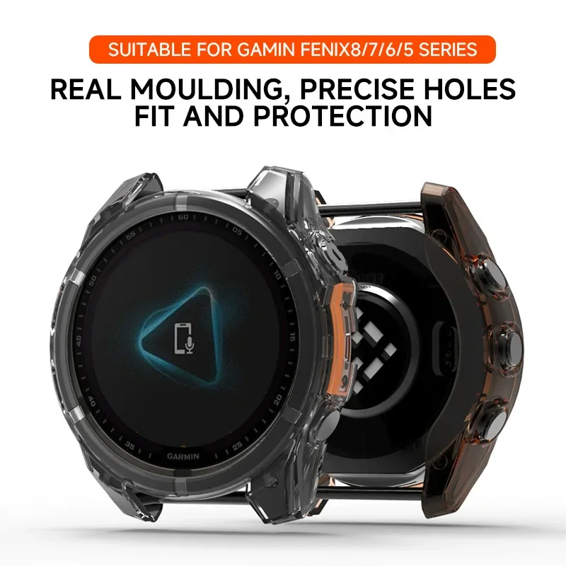 TPU Case+Tempered Glass For Garmin Fenix 8 51mm 43mm 47mm Screen Protector Silicone Cover Anti-scratch Bumper Fenix8 Accessories