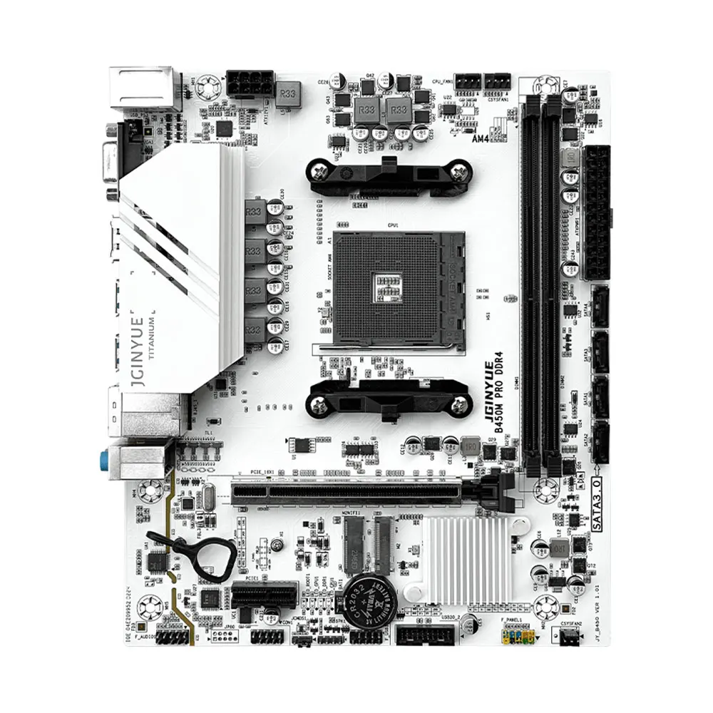 JGINYUE AM4 마더보드, AMD Ryzen R3 R5 R7 1 2 3 4 5 CPU 프로세서 지원, DDR4 듀얼 채널 메모리 RAM M-ATX B450M-PRO
