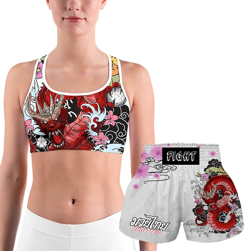 Muay Thai fighting shorts Boxing shorts Training cage fighting Martial arts Taekwondo Women's padded sports bra clothing