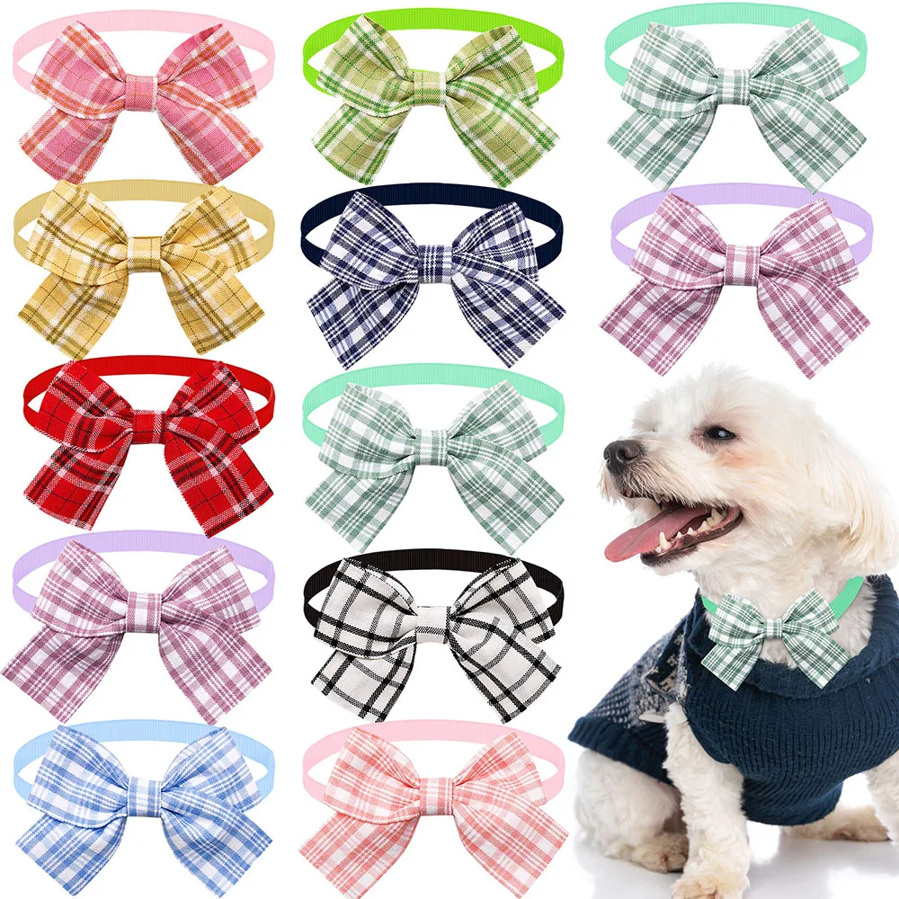 

30PCS Cute Dog Bowtie Plaid Bowties for Small&medium Dogs Pet Cat Dog Necktie Collar Pets Grooming Accessories Dog Supplies