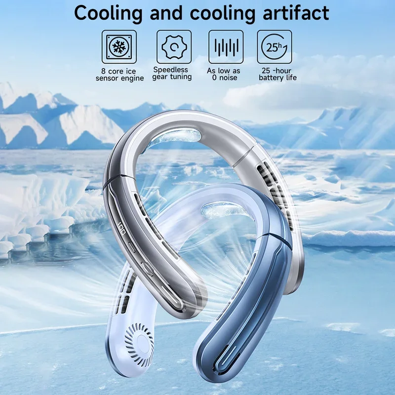 Xiaomi Portable Mini Hanging Neck Fan Digital Display Power  Fan Neckband Air Cooler USB Rechargeable Fans Cooling Tool Summer 2