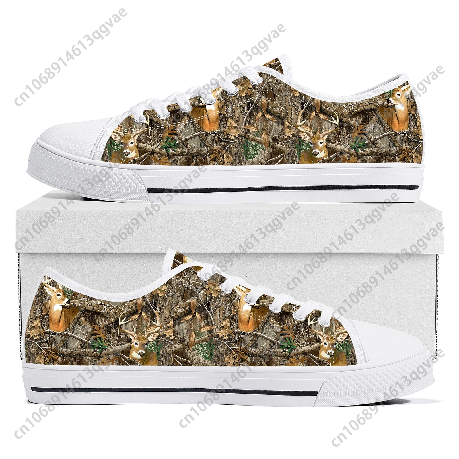 Camo Deer Camouflage Hunting Low Top High Quality Sneakers Mens Womens Teenager Tailor-made Canvas Sneaker Casual Couple Shoes