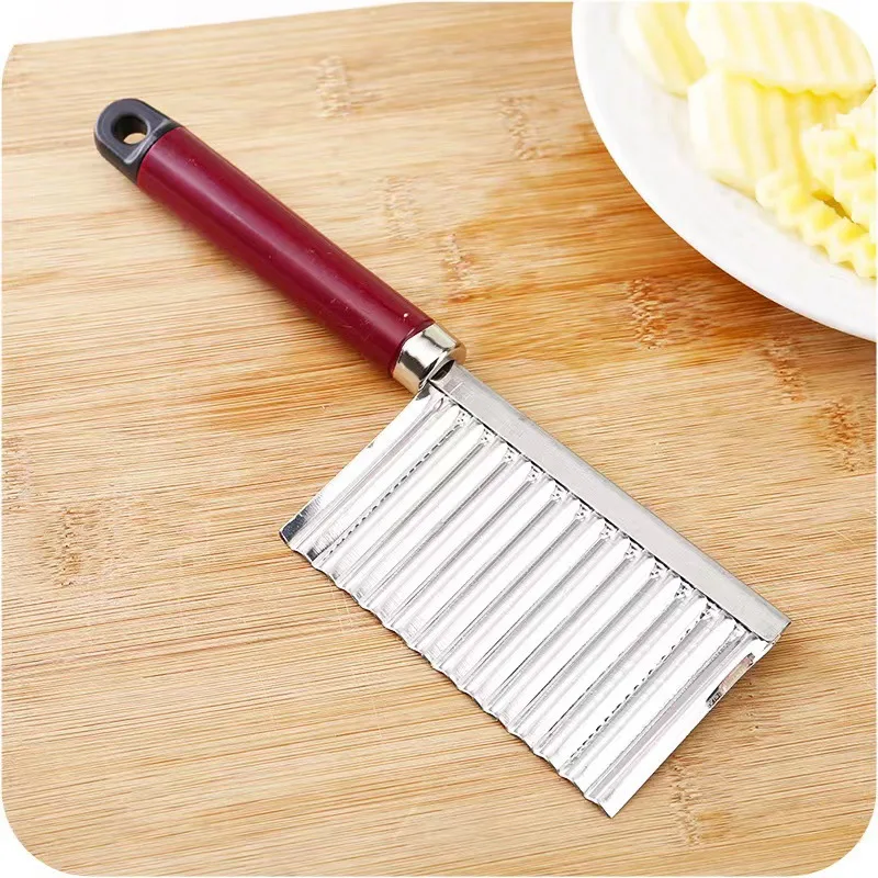 Mandoline de cuisine,Trancheuse à pommes de terre grille en bois,râpe à légumes,filet ondulé