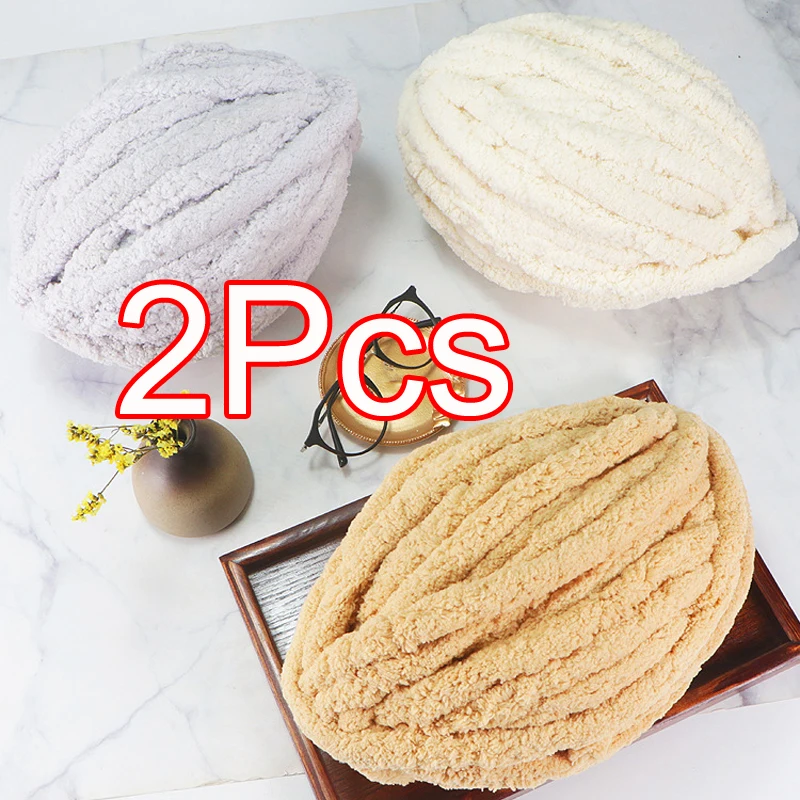 2Pcs Knitting Chunky Yarns Crochet line for Blanket Cushion mat Chenille extra Thick thread Soft Warm Crocheting Yarn Scarf 4