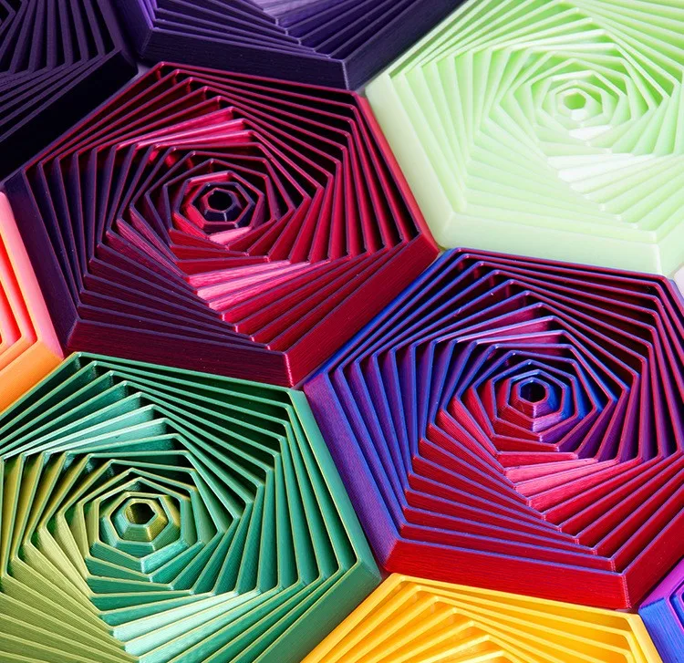 3D Printed Fractal Fidget Hexagon 7cm Portable Playing Sensory Anti-stress Toy Desktop Ornament Kid Toy Visual Gifts Mystery Box
