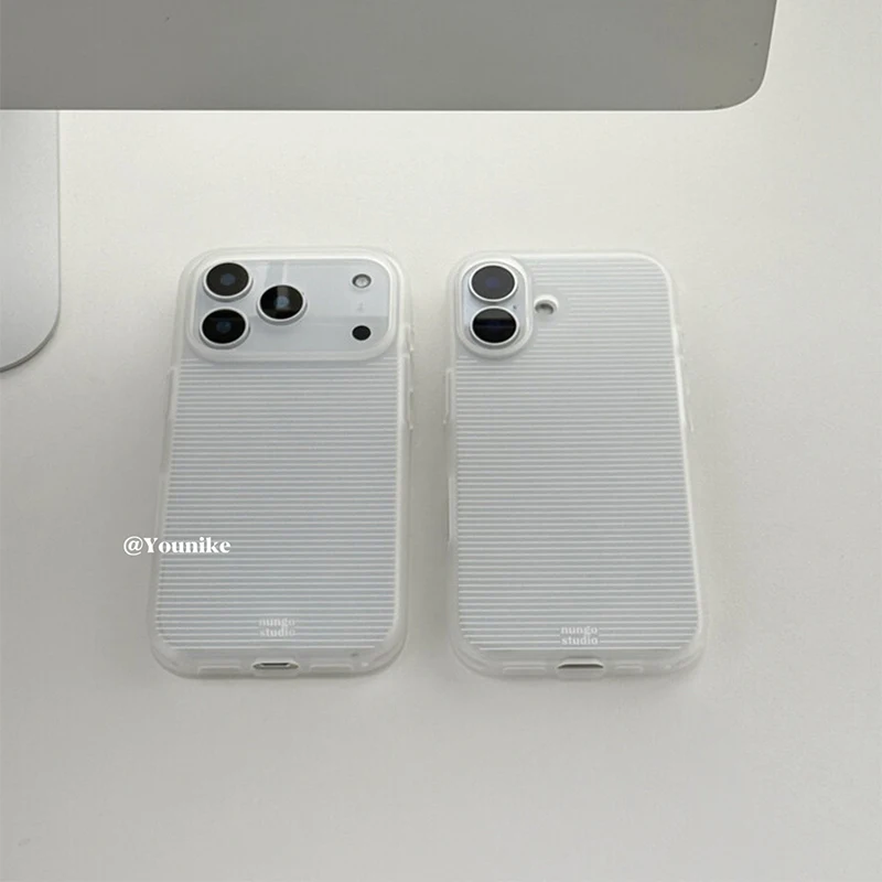 Minimalist White Stripes Frosted Shockproof Silicone Phone Case