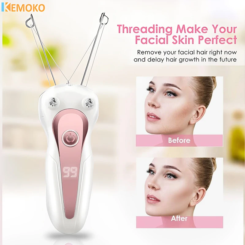 Mini Electric Facial Body Hair Removal USB Cotton Thread Epilator Cotton Thread  Women Female Mini Electric Facial Hair Removal