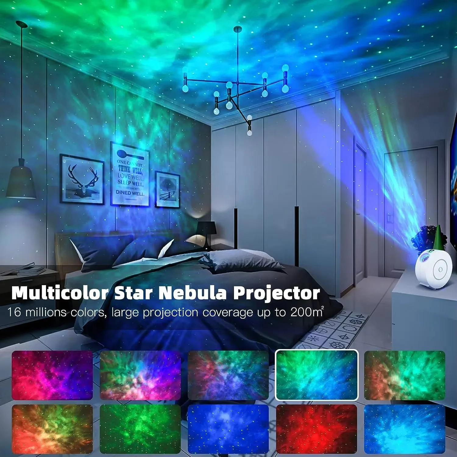 Smart LED starry sky projector light, WiFi starry sky projector light 3D Galaxy, with app/voice control, timer, compatible with