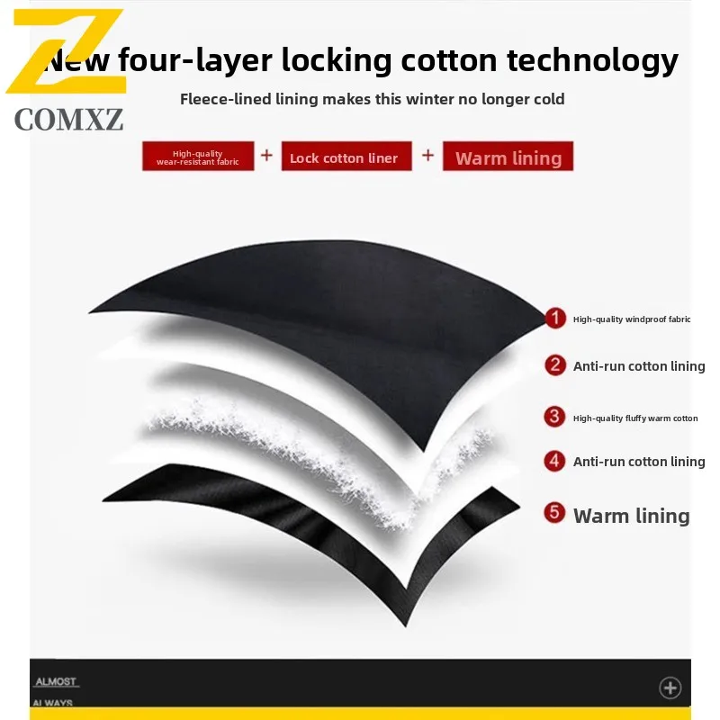 COMXZ Men Corduroy Cotton Coat Autumn Winter Loose Fit Big Size Hong Kong Style Trend Casual Thermal Front Magic Sticker Coat