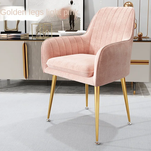 Nordic Ins Chair Home Internet Celebrity Makeup Dressing Table Stool Backrest Girly Bedroom Simple Manicure Light Luxury Chair Light pink