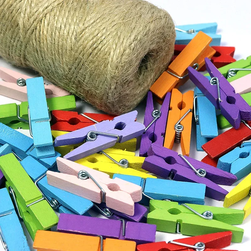 Colorful Wooden Clips 25/30/35/45mm Natural Wood Clamp Picture Clips Mini Clothes Pins For DIY Photo Paper Peg Clothespin Craft clothes clips