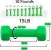 Set of 2 15 lb Dumbbells with Anti Slip Anti roll Shape (Green)
