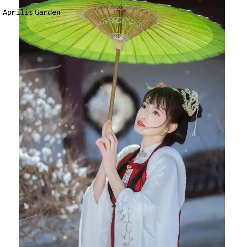 

84cm Waterproof Oilpaper Umbrella Chinese Green Vintage Traditional Parasol Photograph Windproof Beach Sun Shade Rain Umbrellas