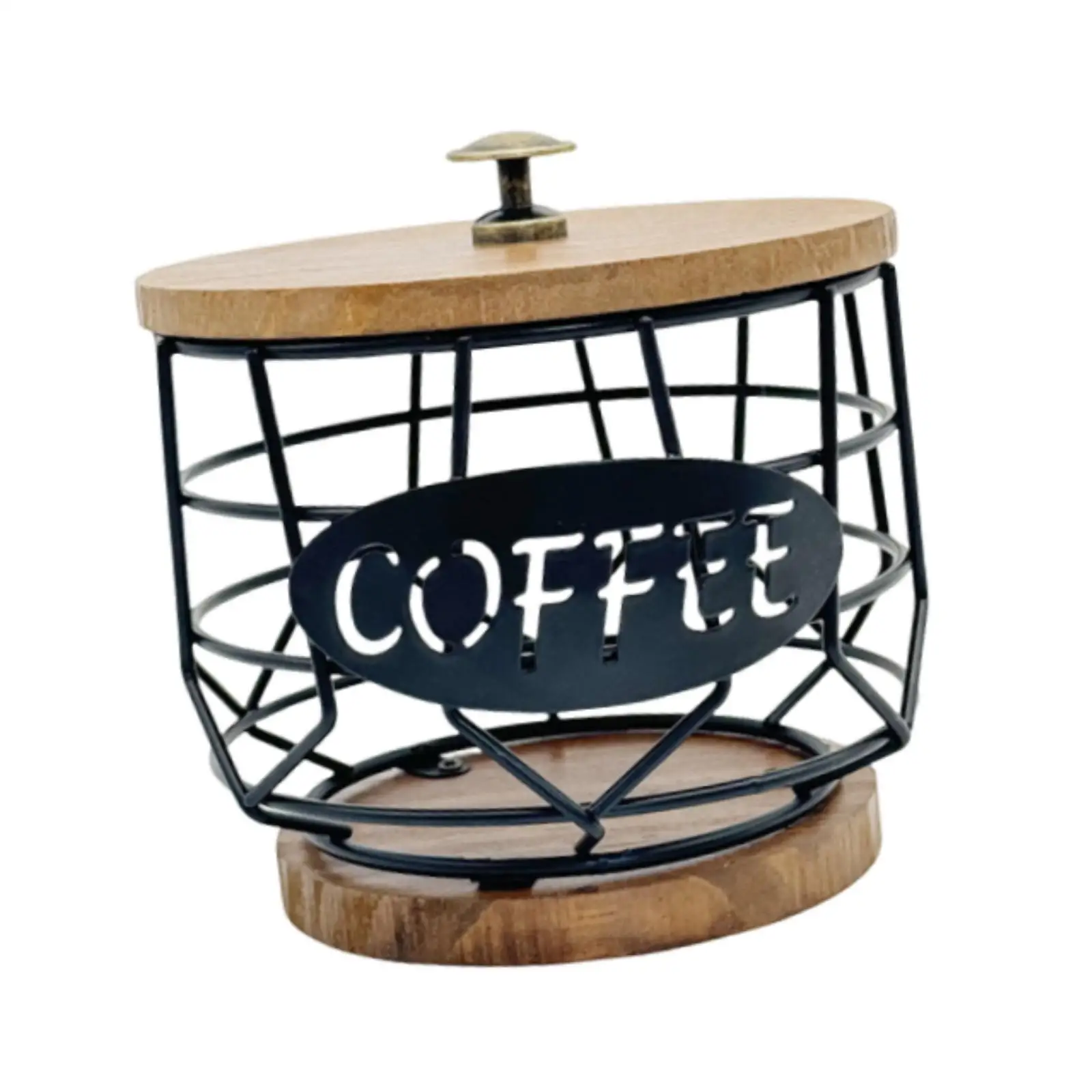 Coffee Pod Holder with Wooden Base Sturdy Iron Cup Shaped Organizer for Kitchen Counter Cafe Bar Accessories Office Desktop Coffee Pod Holder with Wooden Base Sturdy Iron Cup Shaped Organizer for Kitchen Counter Cafe Bar Accessories Office Desktop