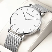 Hannah Martin Mens Business Quartz Watch Japanese Original Movement Stainless Steel Casual Ultra Thin Fashion Silver Black Watch 1