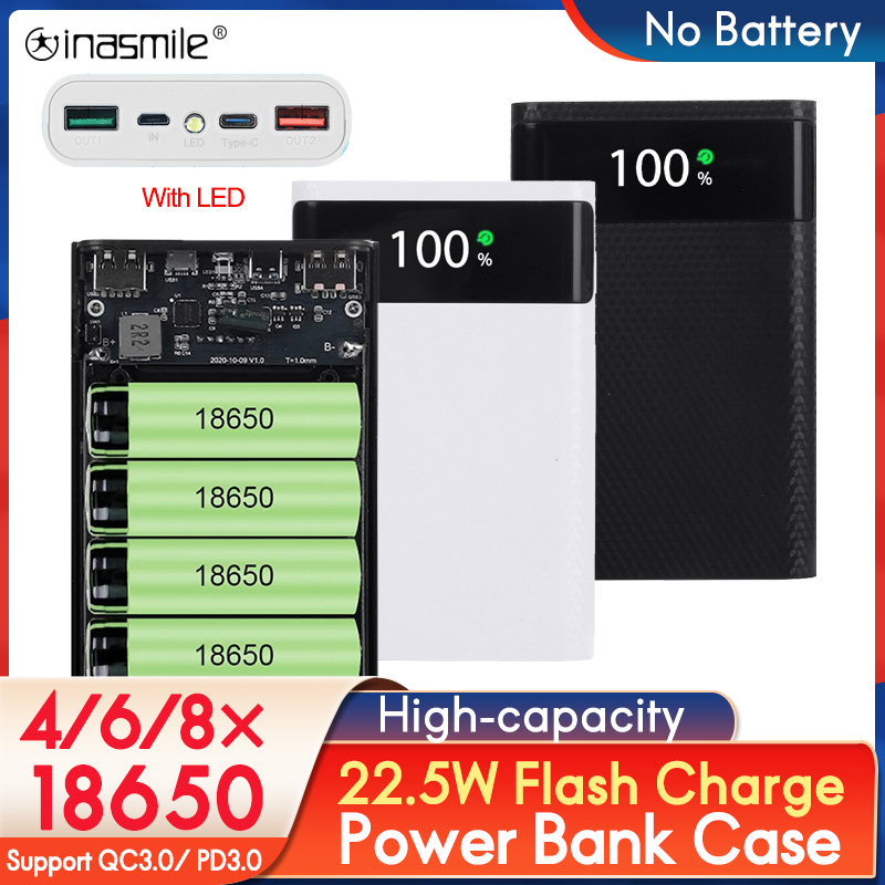 No batteries 18650 Battery DIY Power Bank Case Charge Storage Box 5V Dual USB Type C Holder PD QC3.0 Quick Charge For SmartPhone