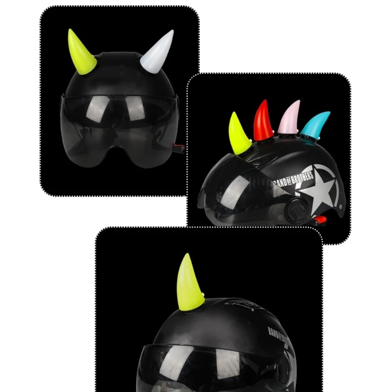 Multicolor Helmet Devil Horns Motorcycle Electric Bike Car Styling Decoration Helmet Stickers Long Short Parts Accessory