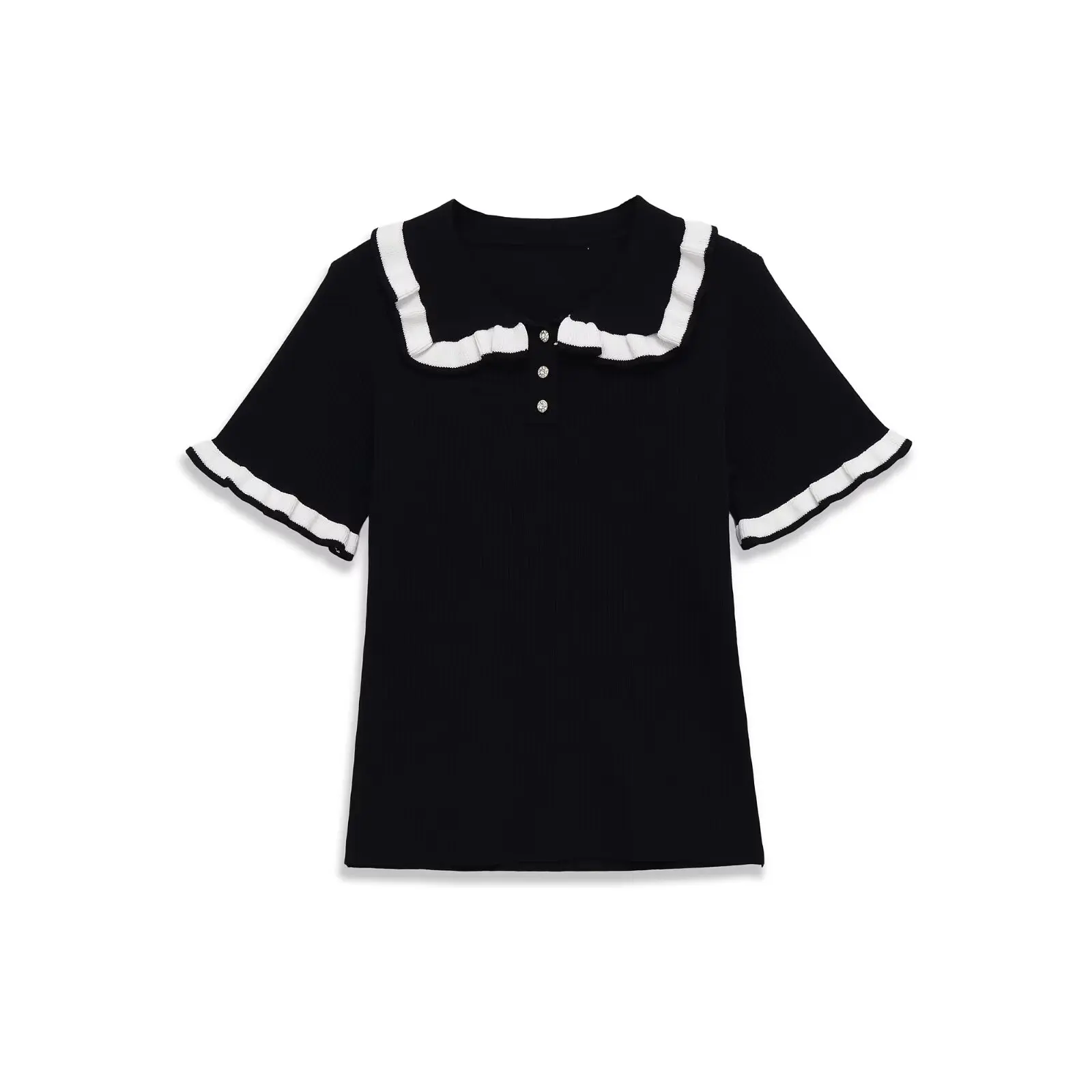 HH Damen 2026 Sommer Neue Mode Kurzarm POLO-Kragen T-Shirt Weiblich Schick Knopfverziert High Street Casual 2-Farben Oberteile – Detail 5