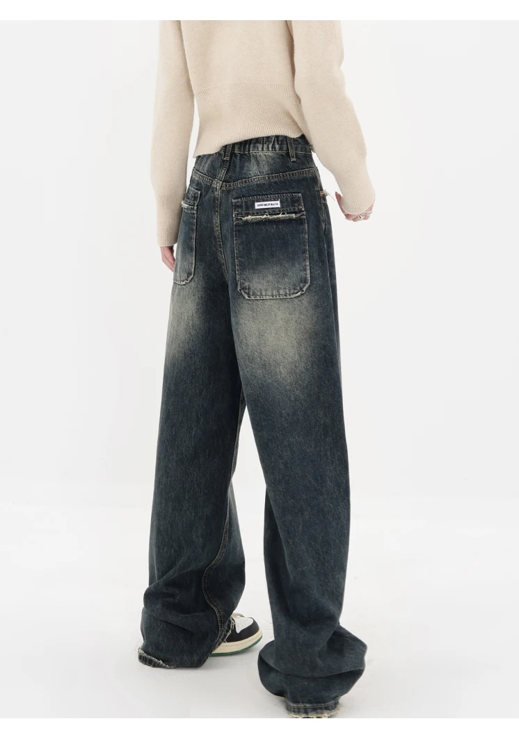 Autumn Streetwear Retro Fashion: Women's High Waist Loose Wide Leg Y2K Denim Trousers - true deals club