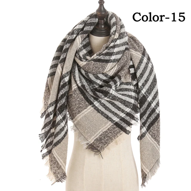 2021 new Cashmere Scarf For Women Plaid Knitted Triangle Pashmina Winter Warm Shawl Wraps Bufanda Female Soft Neck Echarpe UE-15