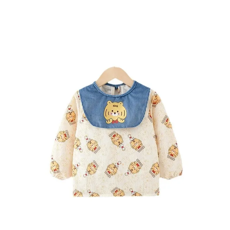 New Year New Look Children's Apron Baby Outwear Waterproof Dirty Proof Velboa Long Sleeve Protective Clothing Feeding Apron