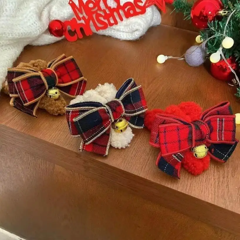 1 Pcs Christmas Creative Gifts Bell Bow Plush Grip Clip Autumn And Winter Large Shark Fashion Headwear Accessories Women Gifts
