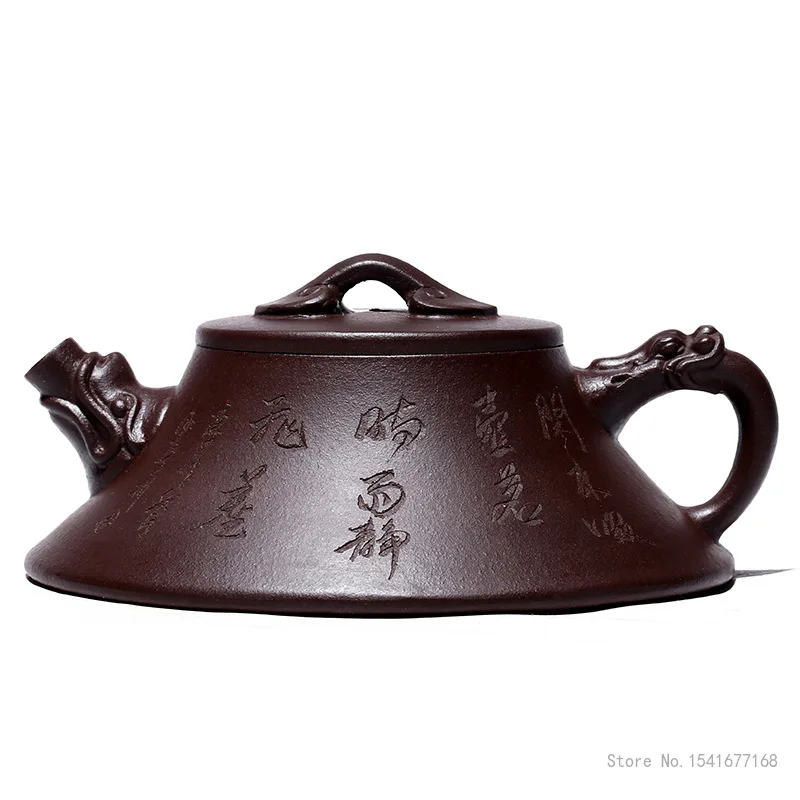 150ml Capacity Chinese Yixing High-end Raw ore purple vermilion mud Teapot, Famous Artists Hand-carved Kettle Zisha Tea Set, 1Pc