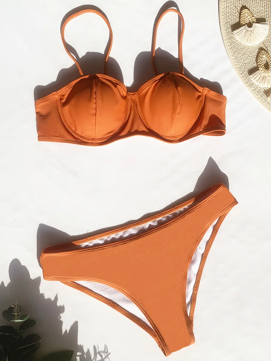 With Beach Skirt Underwired Brazilian Bikini Female Swimsuit Women Swimwear Three-pieces Bikini Set Push Up Bathing Suit Swim
