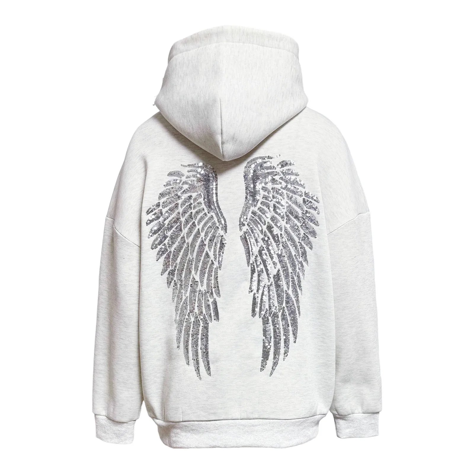 بريق أجنحة الملاك أغطية رأس مطبوعة المرأة الشارع الشهير فضفاض كم طويل الأبيض البلوز موضة Y2k Harajuku بلوزات غير رسمية