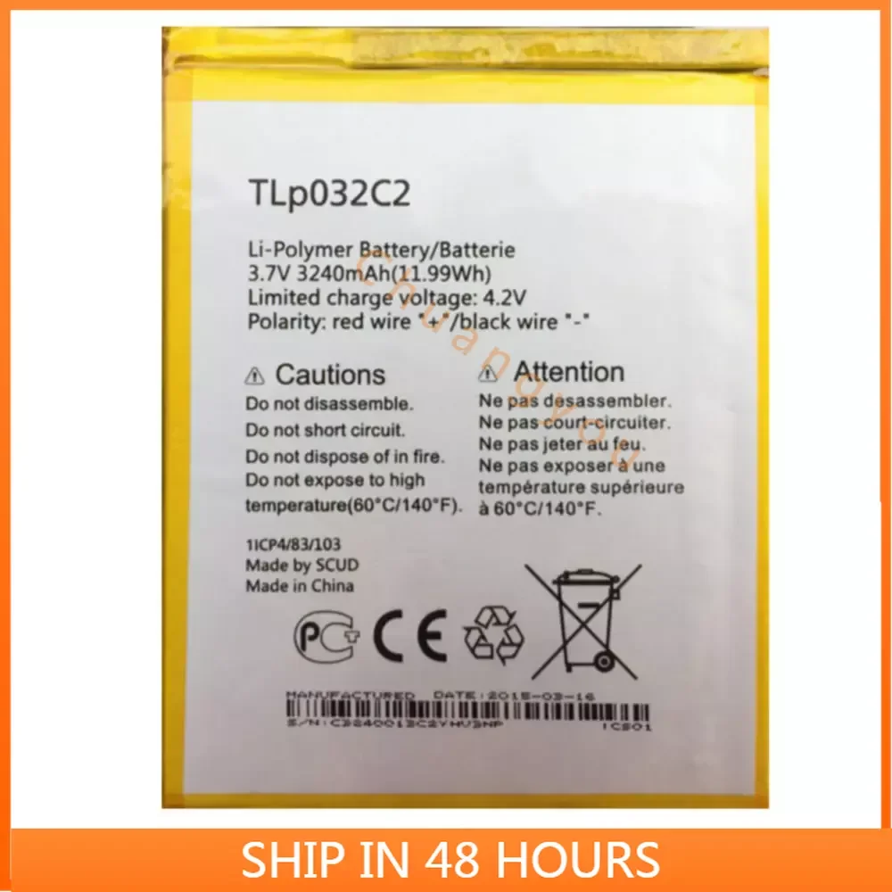 Литий-ионный высококачественный сменный аккумулятор 3240mAh TLp032C2 для Alcatel TLp032CC One Touch Pixi 8 8,0 3G 9005X