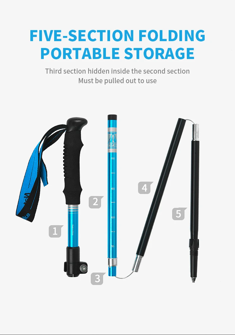 Description Picture 3 of itemNaturehike Trekking Poles Ultralight Folding 1Pcs Walking Cane Portable Aluminum Hiking Telescopic Stick Camping Walking Stick