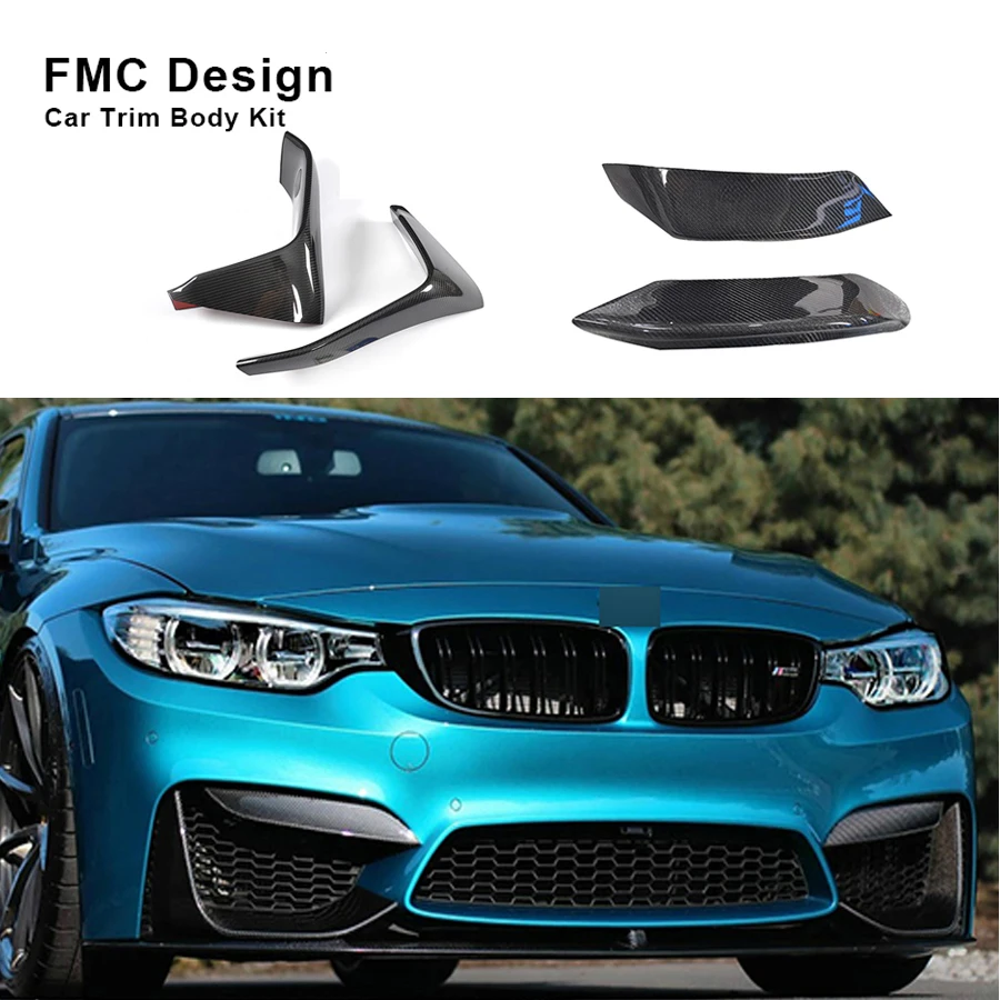

Carbon Fiber Front Bumper Lip Splitter Fog Lamp Trims For BMW F80 M3 Sedan F82 F83 M4 Coupe Convertible 2014 - 2018 Body kit