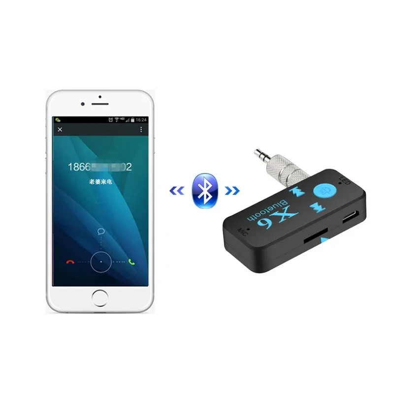 Bluetooth Adapter X6 Wireless Bluetooth 4.0 Adapter 3 in 1 USB Bluetooth Receiver 3.5mm Audio Jack TF mp3 Card Reader MIC Call Support Car Speaker