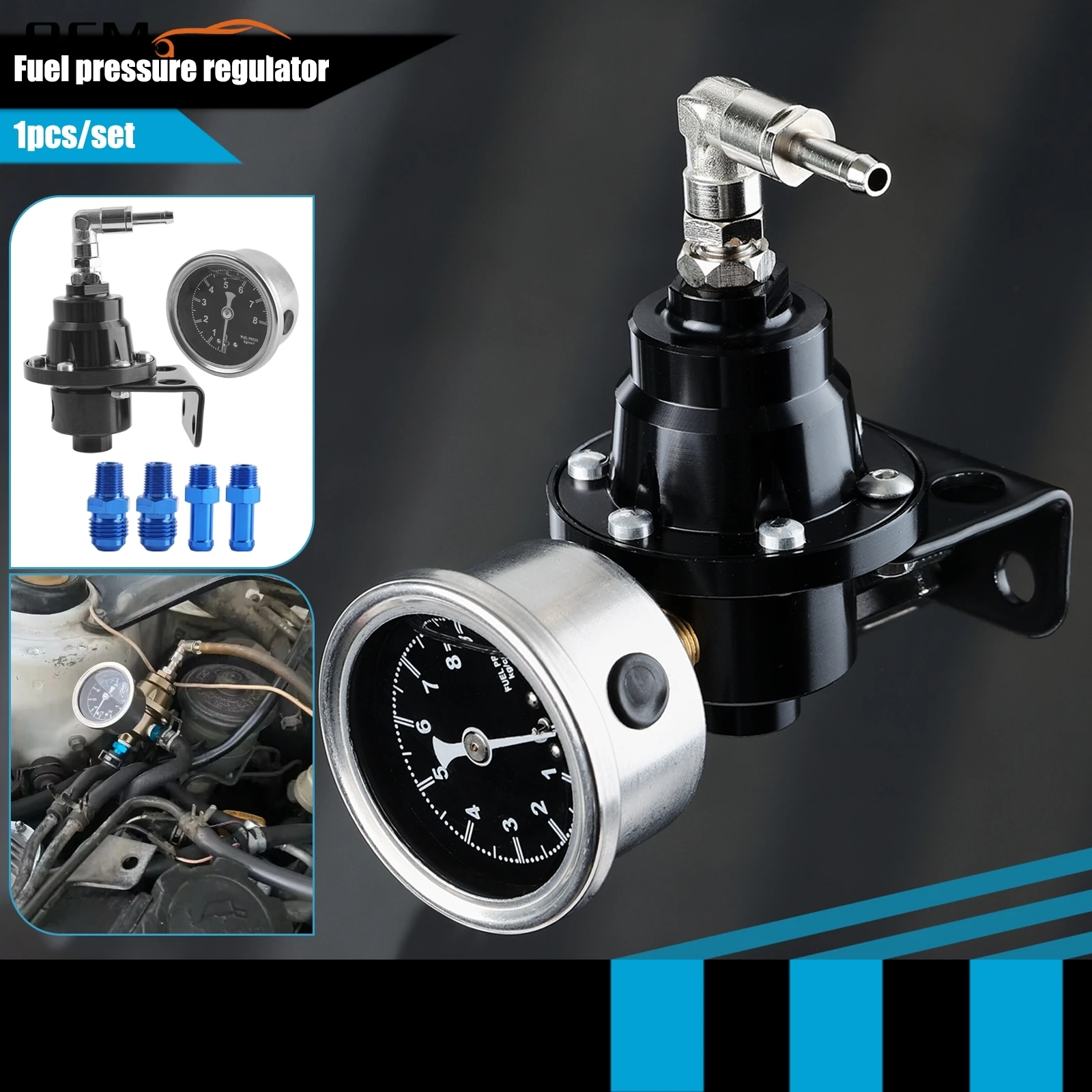 Regolatore di Pressione Carburante Universale per Auto con Manometro, Valvola di Regolazione Pressione per Accessori Motore Auto