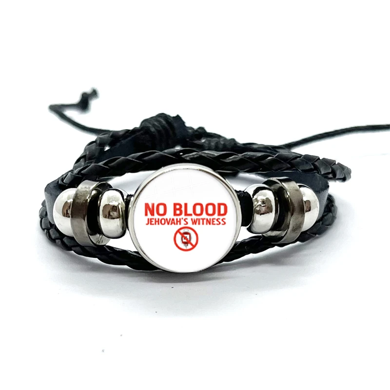 Keep Calm and No Blood Leather Bracelets Jehovah's Witnesses Charms Multilayer Braided Bracelets Bangles Handmade Jewelry Gifts