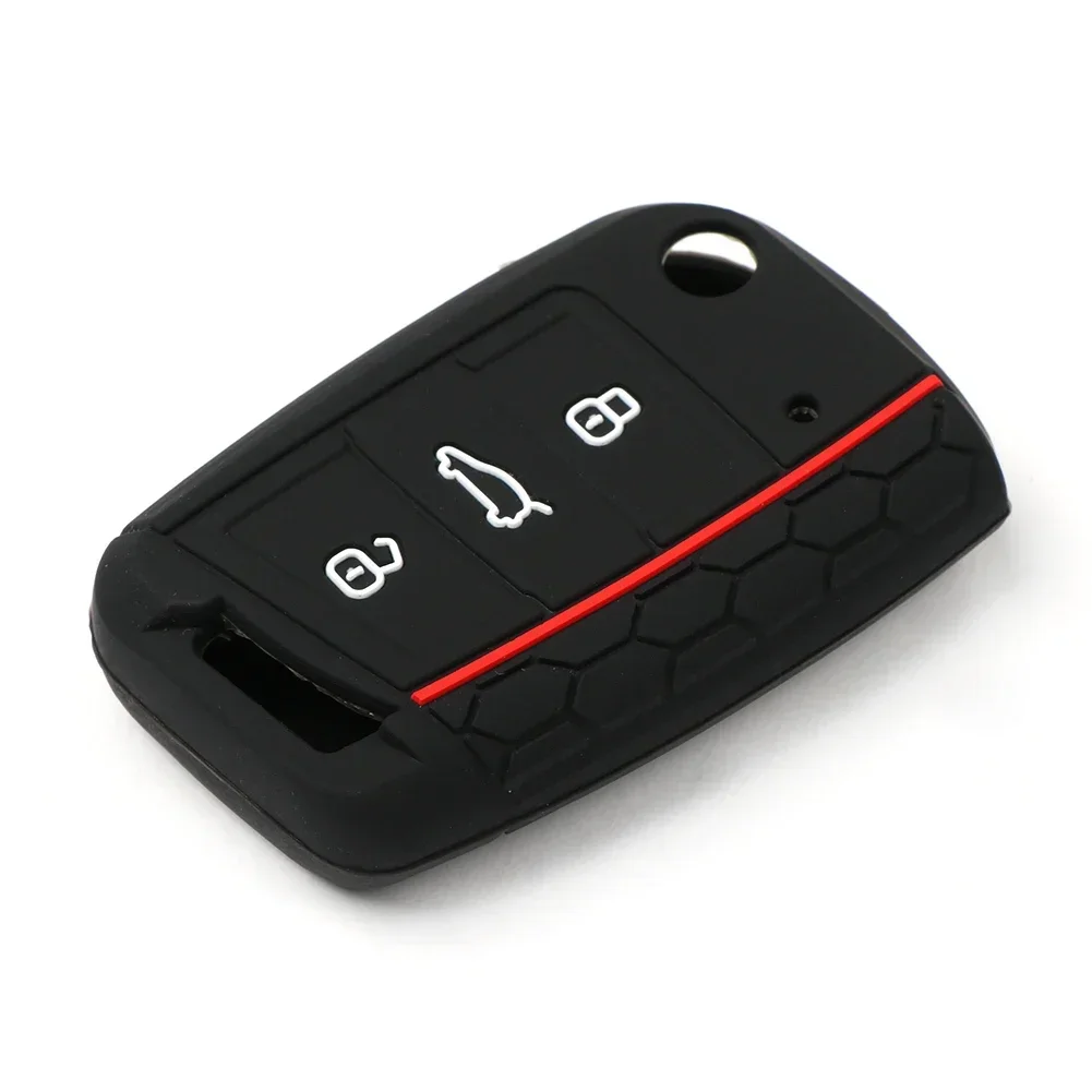 3 Button Car Key Cover Silicone Case For VW Golf 7 GTI POLO T-Roc T-Cross Touran Skoda Tiguan Octavia Kodiaq Rapid Fabia Seat key case cover key case car key shell