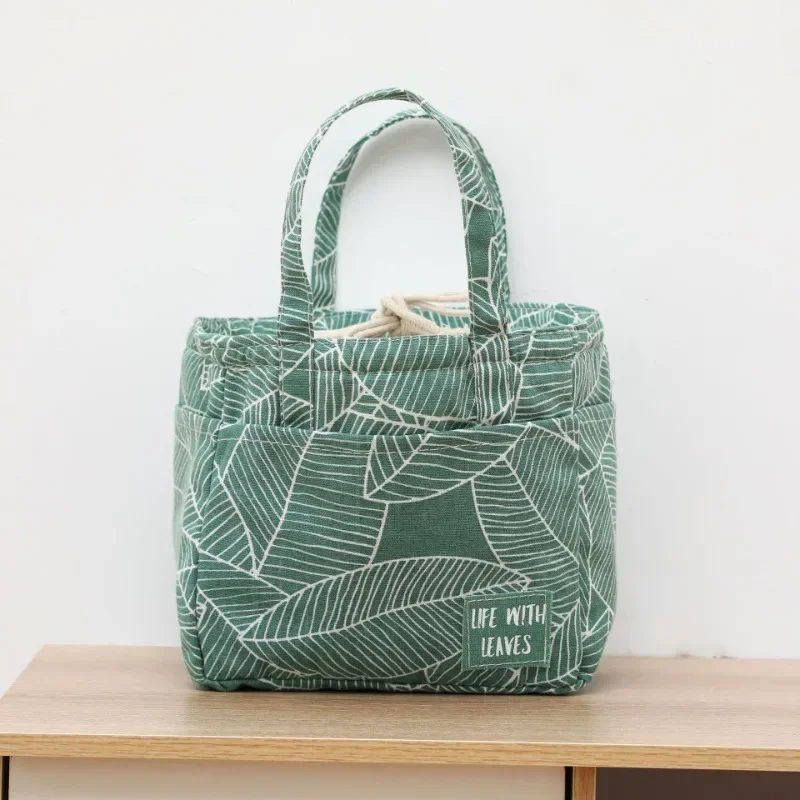 Green Plant Lunch Bag for Men Women Insulated Lunch Box Large Waterproof Tote Bag Reusable Adult Food Bags Pouch