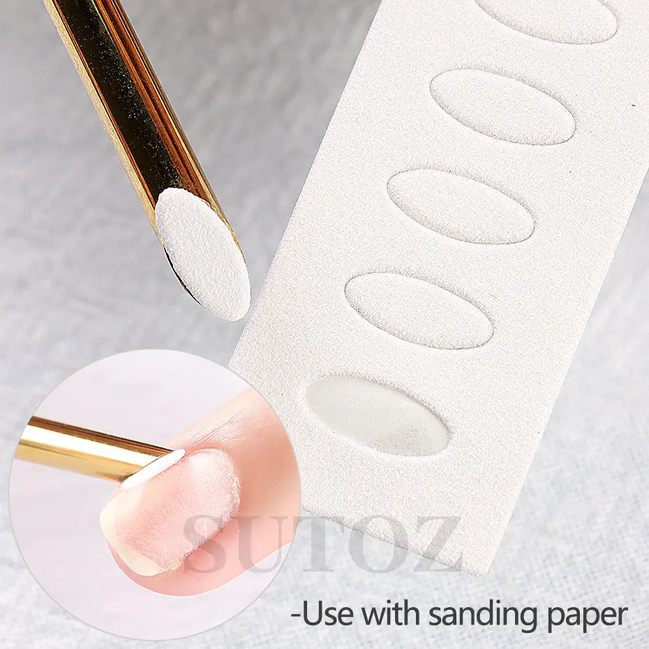 Nails Steel Push Double-end Stainless Steel Nail Gel Removing Polishing Tool Sand Paper Manicure Cuticle Clean Supplies LEESG01