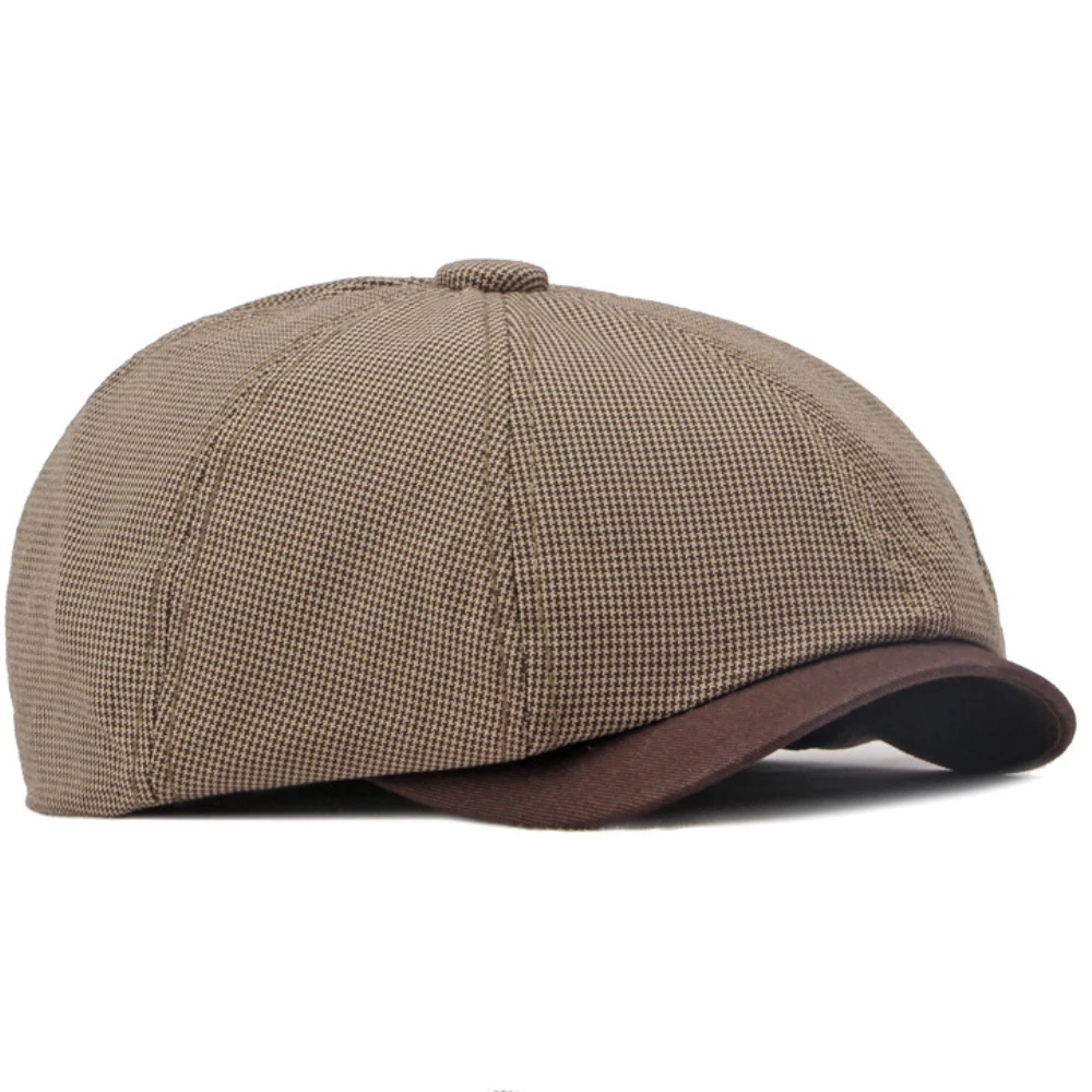 Beret Hat Woolen Beret HT4168 Berets Spring Summer For Men Women Artist Painter Octagonal Flat Cap Plaid