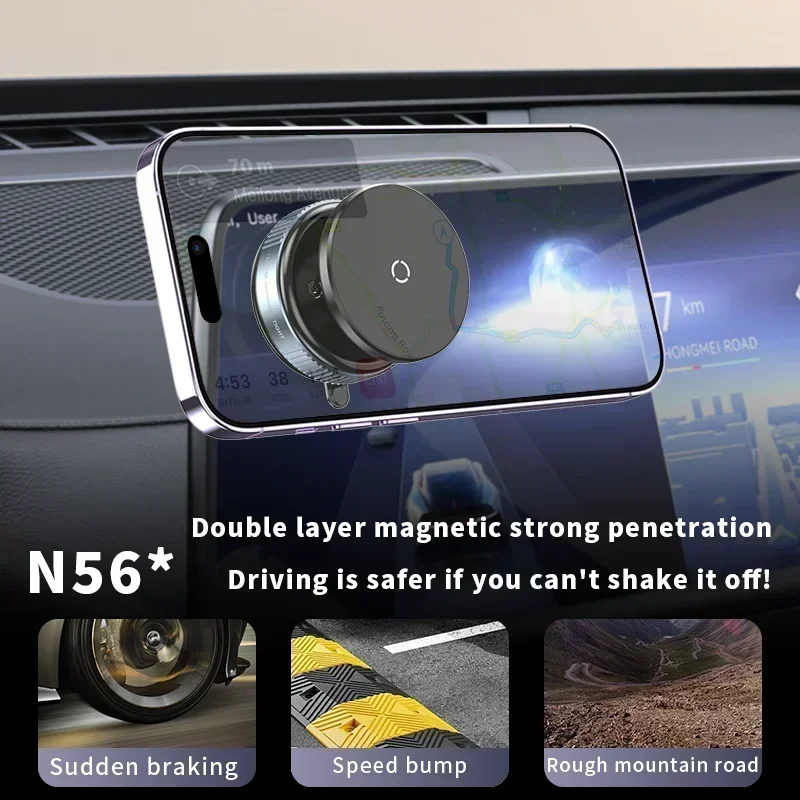 New Intelligent Mobile Phone Holder Double-Sided Folding Bracket Car Mount Magnetic Adsorption Bracket Vacuum Adsorption Stable