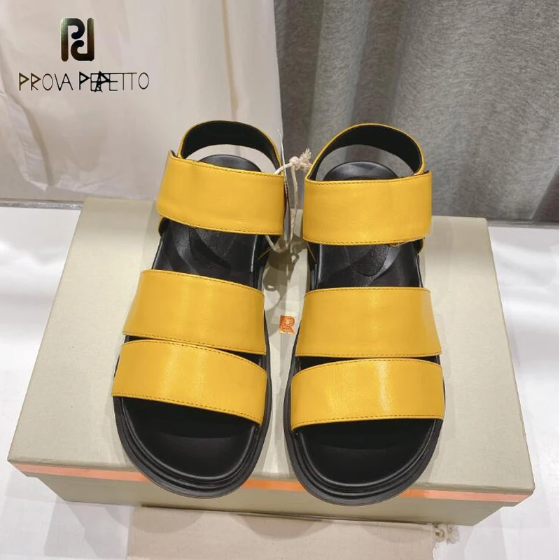 

Vintage Waterproof Platform Beach Sandals Open Toe Leisure Flat Sandalias Real Leather Two Belt High-end Comfortable Sandal