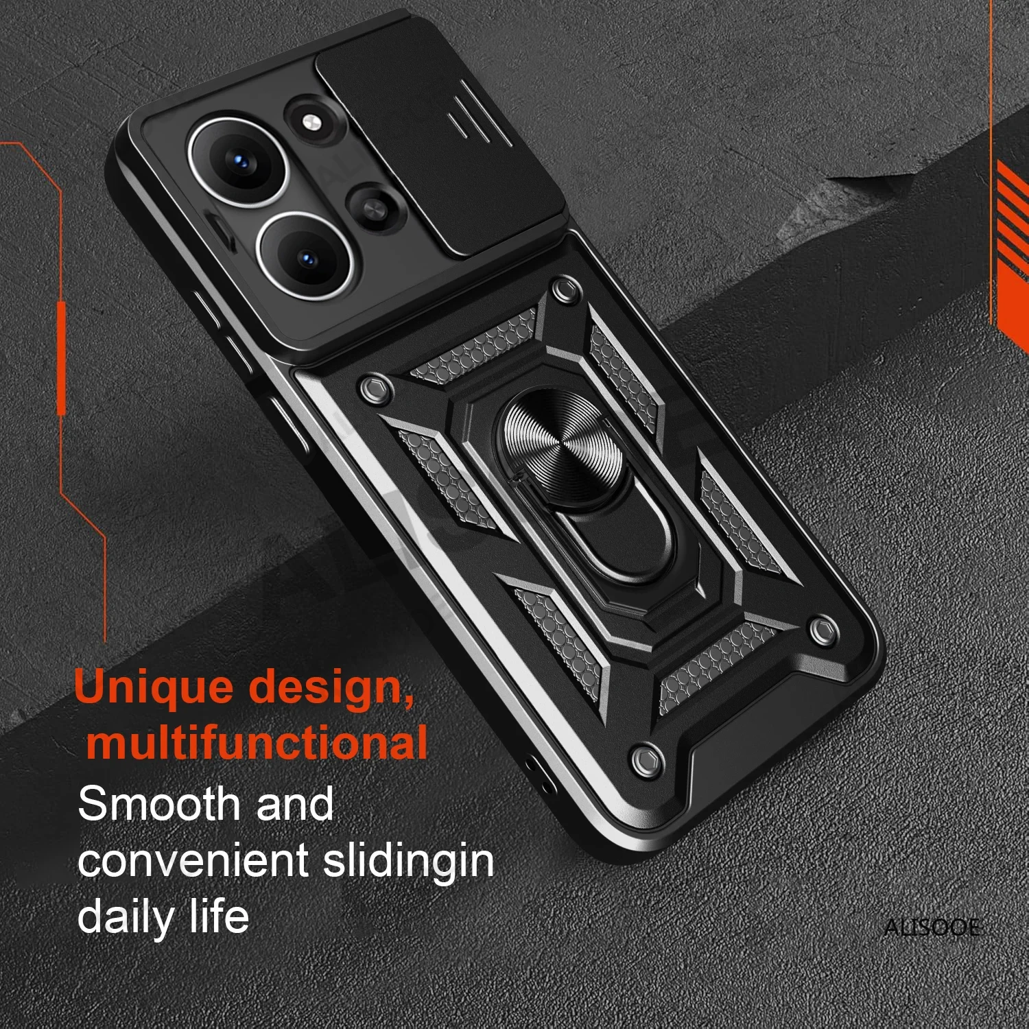 Custodia GOKEN Armor Per Xiaomi Poco F4 GT: Cover TPU E PC Con Anello Magnetico 360° E Supporto Auto, Blu, Antiurto Militare - 3
