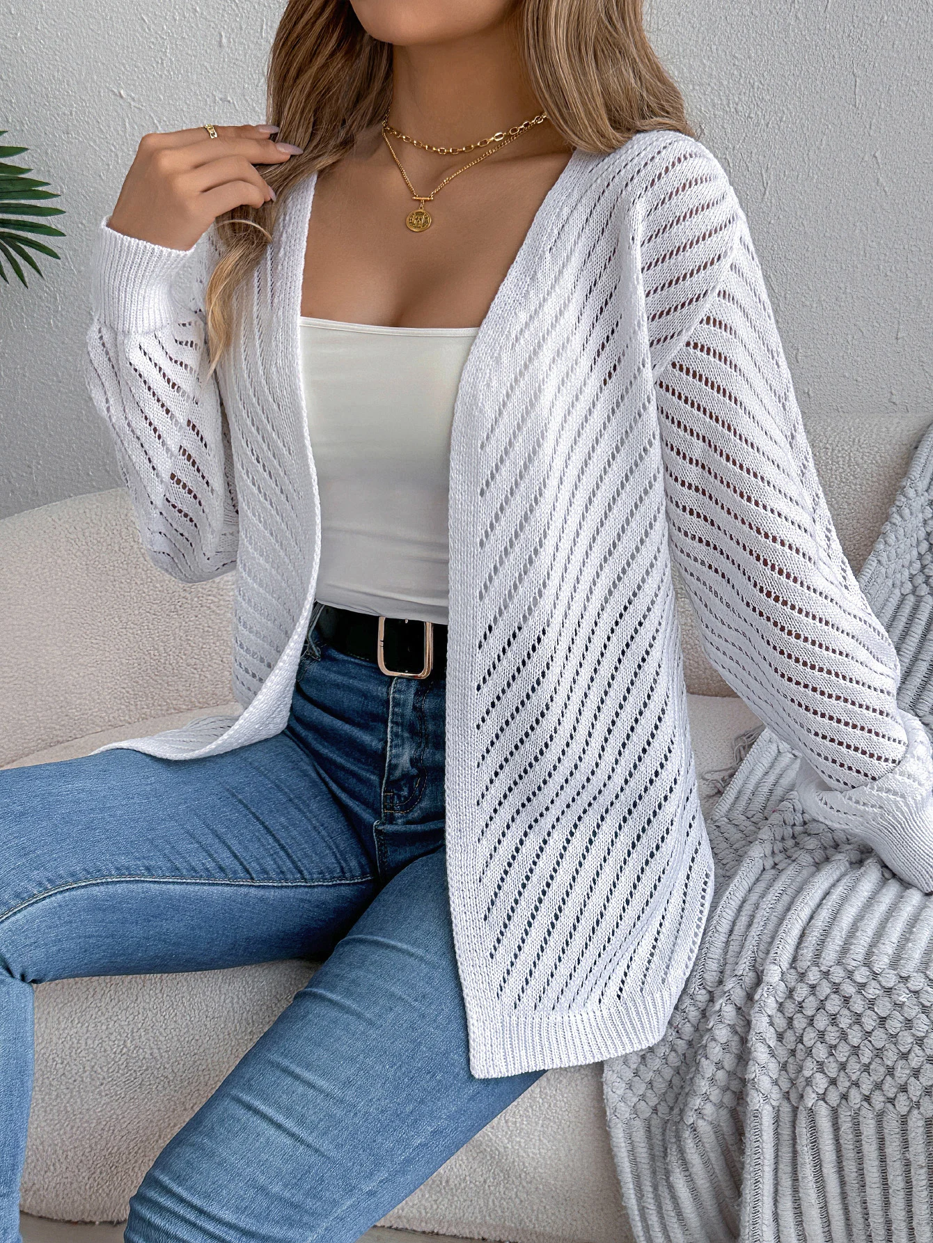 Women Knitted Cardigan Sweater Autumn Winter Casual