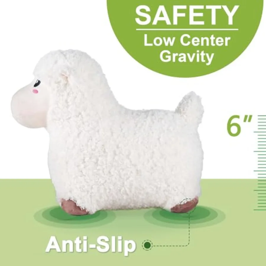 Bouncy Pals Sheep Hopping Horse Inflatable Bouncing Farm Animal Hopper for Toddlers Outdoor Jumping Lamb Toy with Soft Plush De