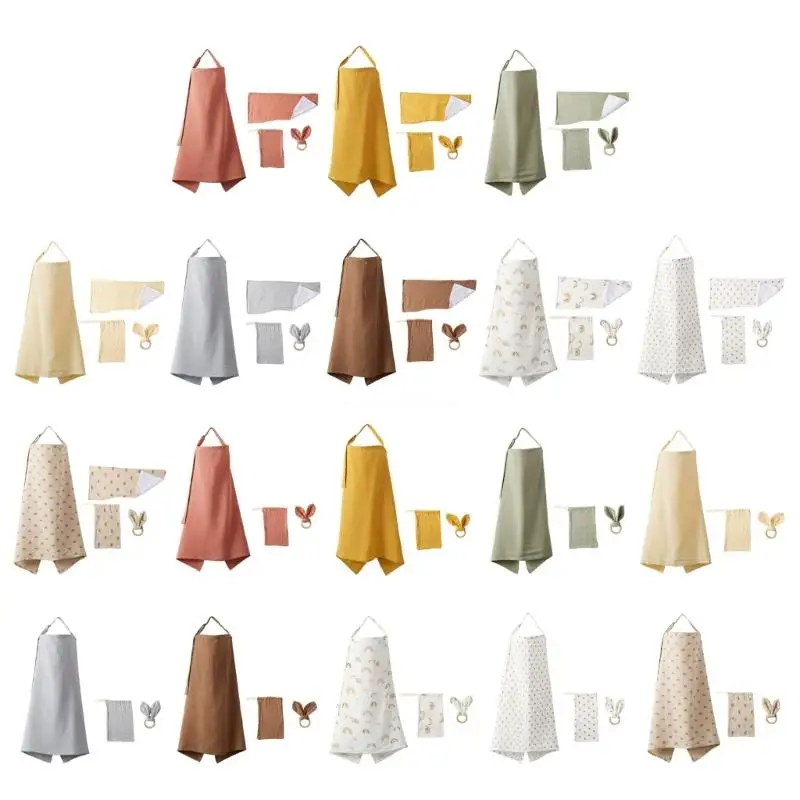 

Multi-functional Nursing Poncho Burp Towel Teething Set 3pcs Perfect for Travels