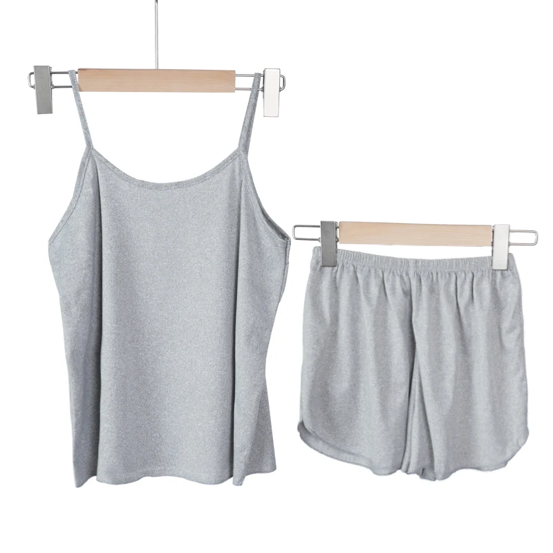 Women Pajamas Summer Solid Sleepwear Sexy Pyjamas Set Sleeveless Sleep Tops Shorts Comfortable Pajama Set Lounge Wear Lingerie