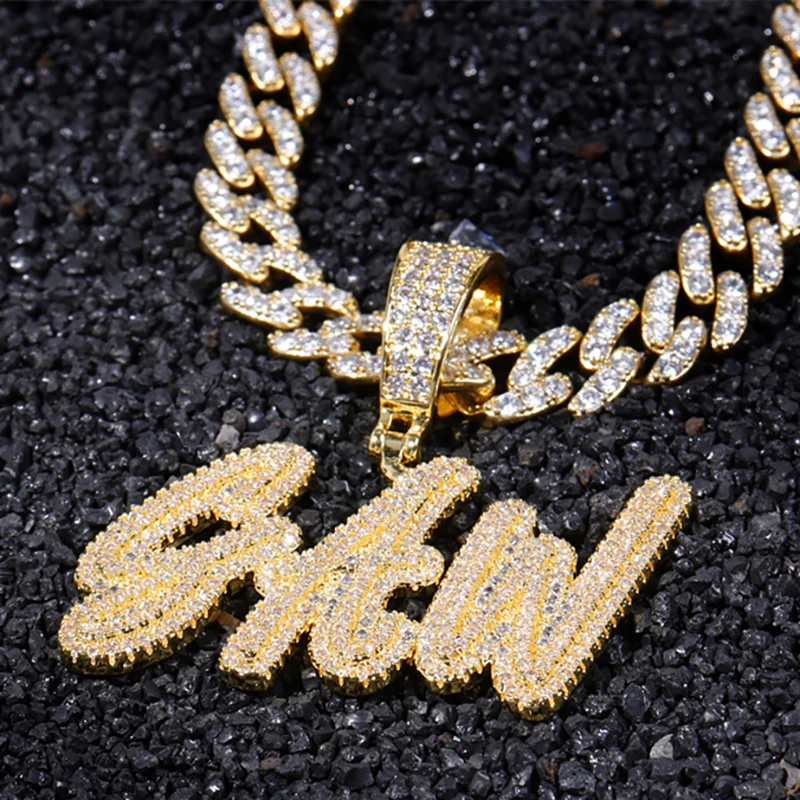 

Customized Necklace for Men Retro English Alphabet Jewelry Accessories Iced Out Hip Hop Chain Personalized Pendant